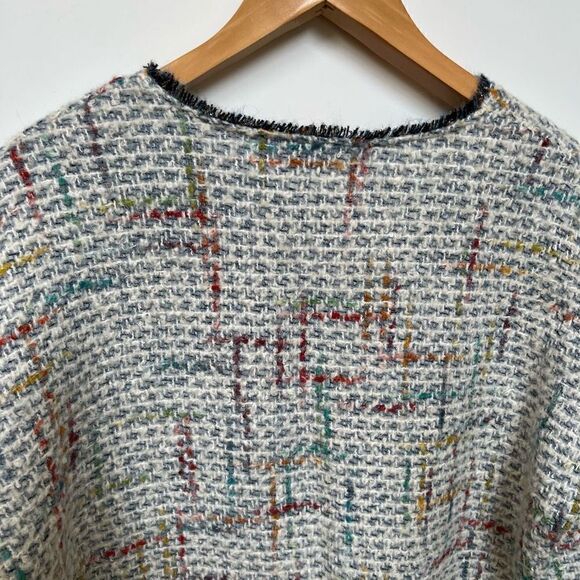 Anthro Vilagallo Knit Tweed Jacket Long Cardigan Sweater Fringe size 42 / US 10 - Picture 5 of 12